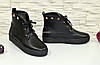 Черевики жіночі шкіряні чорні на товстій підошві, фото 5
