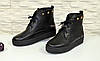 Черевики жіночі шкіряні чорні на товстій підошві, фото 7