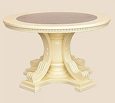 Стіл круглий дерев'яний зі скляною стільницею нерозкладний для вітальні /кухні в класичному стилі Міраж РКБ-Меблі, колір на вибір, фото 2