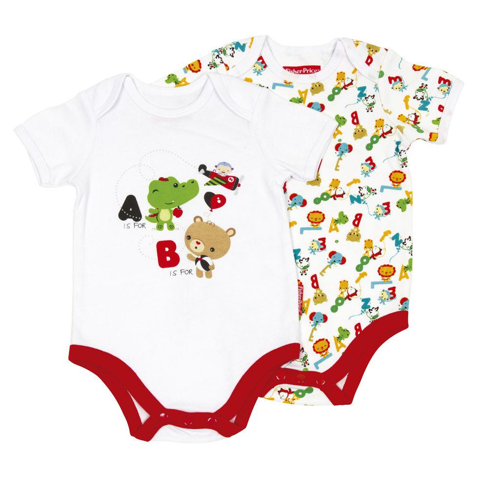 Комплект бодиков Звірята Fisher-Price (Фішер Прайс) коротк. рук. на дитину 0-36 міс. (2 шт., бавовна) ТМ ARDITEX FP10051