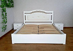 Білий спальний гарнітур для спальні з масиву дерева "Фантазія Преміум" (двоспальне ліжко, 2 тумбочки), фото 2