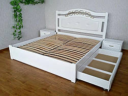 Біле двоспальне ліжко з м'яким наголов'ям із масиву дерева "Фантазія Преміум" від виробника, фото 3