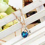 Ювелірний комплект Синій смарагд/Набір прикрас кулон сережки кільце, фото 3