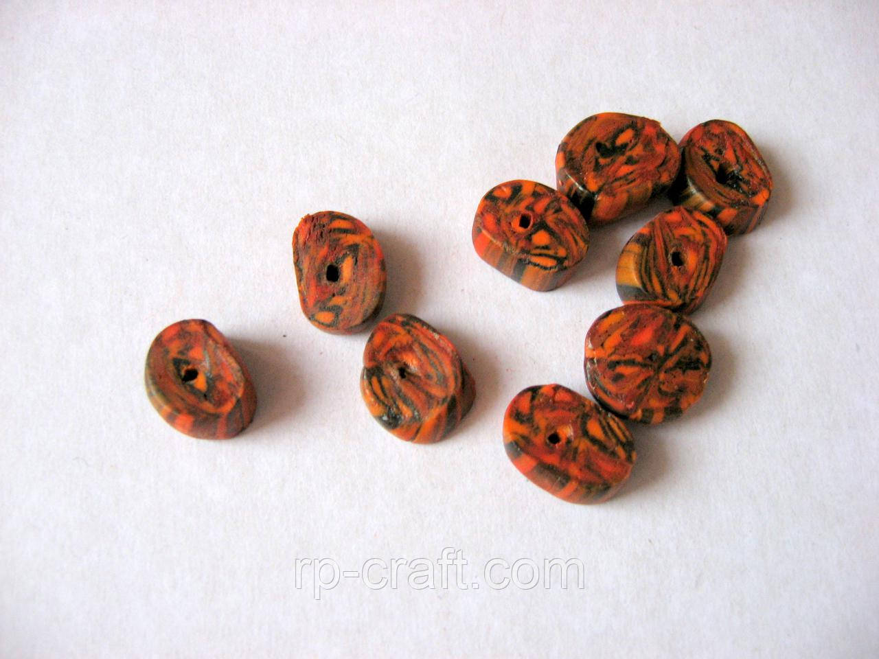 Бусіна пластикова, строкатий, 7х14 мм, фото 1