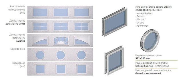 Скління гаражних воріт від Алютех Варіанти вікон для воріт Алютех