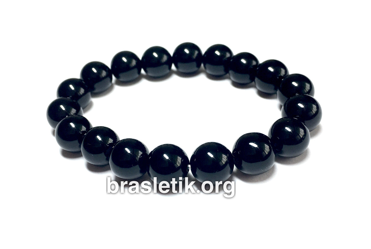 Браслет з натурального каменю Турмалін чорного кольору, фото 1