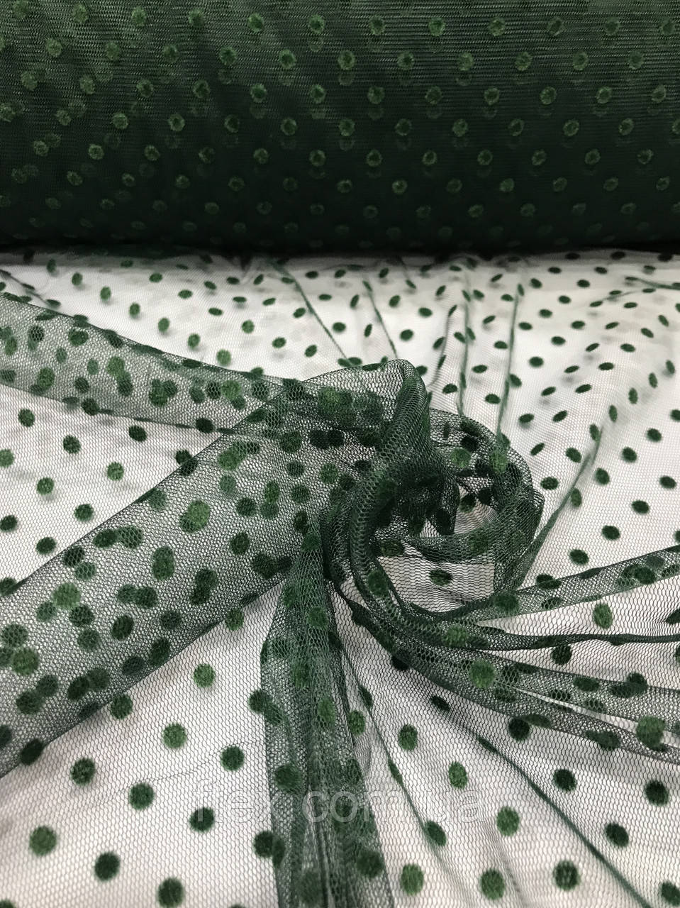 Ажурна сітка в Горох Темно-зелена, фото 1