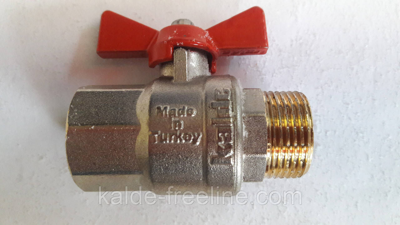 Кран кульовий Kalde (гайка-штуцер) ∅ 3/4" метелик