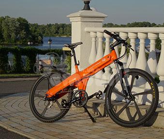 Електровелосипед SRT Bike Hi-Tech, жовтогарячий металік, корпус алюміній, фото 1