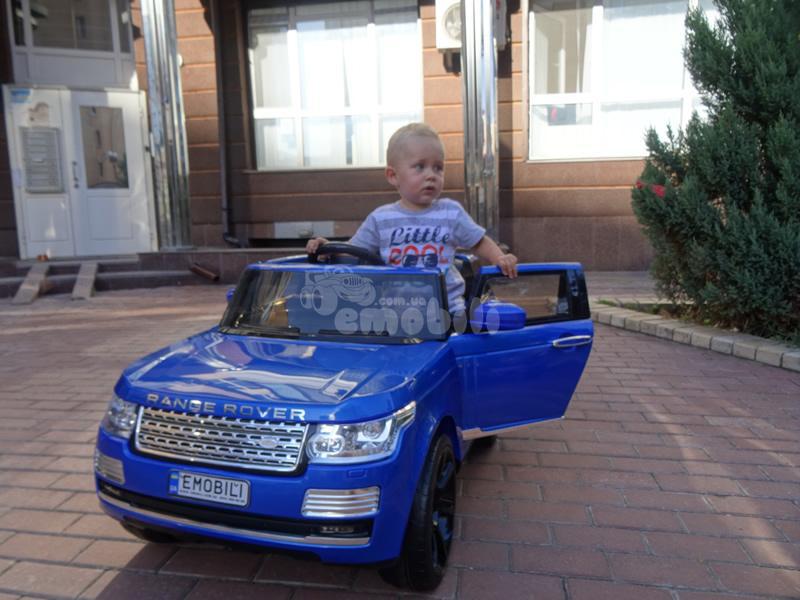 Дитячий електромобіль Range Rover, шкіряні сидіння, амортизатори 4 шт., багажник, автопофарбування, фото 1