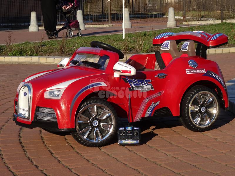 Дитячий електромобіль Bugatti Veyron 12 V 10 AH, два мотори, шкіряне сидіння, двері світяться, MP3, фото 1