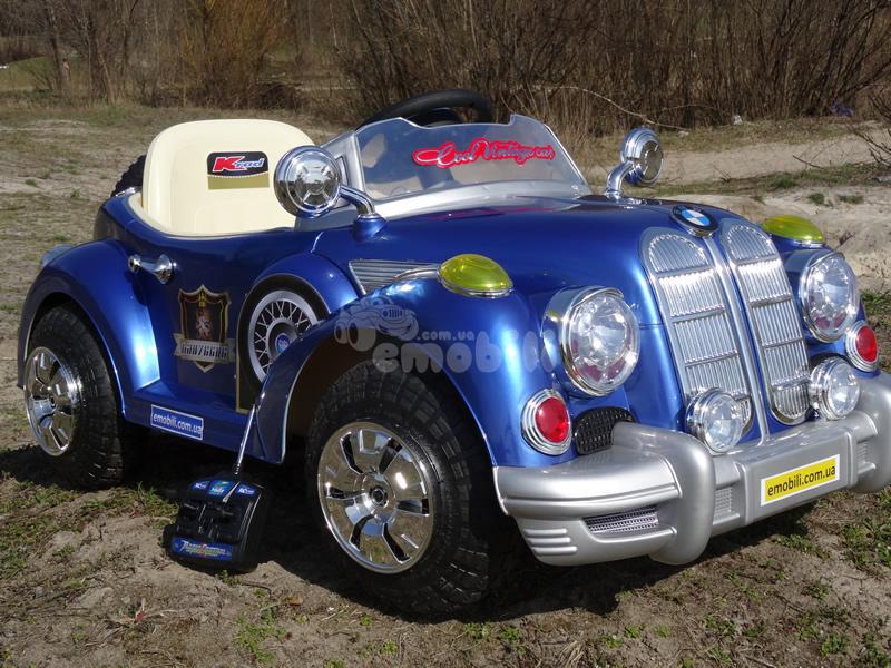 Дитячий електромобіль Ретро VIP Blue 12AH, фото 1