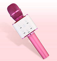 Бездротовий мікрофон караоке bluetooth Q7 з чохлом рожевий