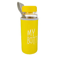 Бутылка My Bottle пластиковая желтого цвета с чехлом