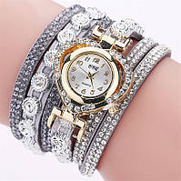 Женские часы браслет со стразами и серым браслетом, Жіночий наручний годинник браслет, Наручные часы