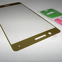 Защитное стекло на весь экран для Huawei P9 Lite (Золотистая рамка, Full Screen)