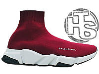 Женские кроссовки Balenciaga Knit High-Top Sneakers Wine Red