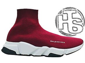 Чоловічі кросівки Balenciaga Knit High-Top Sneakers Wine Red