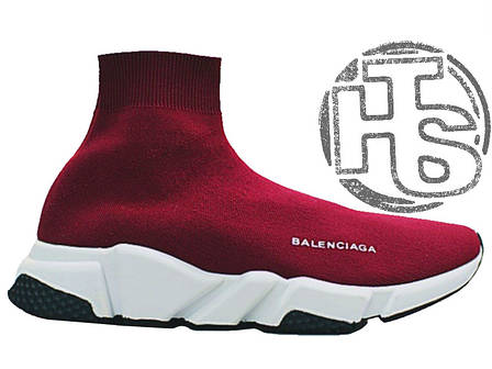 Жіночі кросівки Balenciaga Knit High-Top Sneakers Wine Red, фото 1