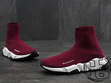 Жіночі кросівки Balenciaga Knit High-Top Sneakers Wine Red, фото 4