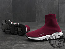 Жіночі кросівки Balenciaga Knit High-Top Sneakers Wine Red, фото 5