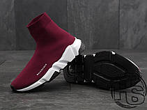 Жіночі кросівки Balenciaga Knit High-Top Sneakers Wine Red, фото 6