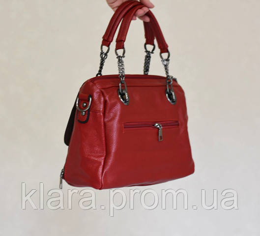 Модная сумка женская красного цвета из эко-кожи с блестком - фото 6 - id-p640566821