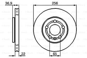 Тормозной диск передний Volkswagen Polo(2001-2012) Bosch(0986478853)