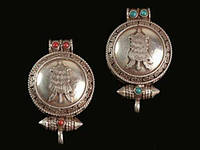 Гао Серебро Круг Символ Знамя Камни 2,7 см Серебристый (13655)