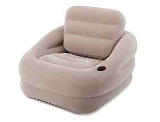 Надувне велюрове крісло Intex 68587, сіре, 97 х 107 х 71 см 