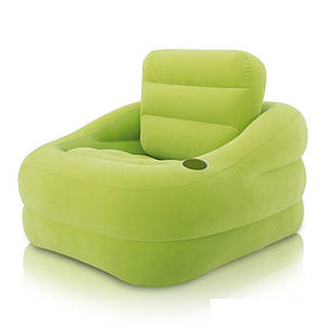 Надувне велюрове крісло Intex 68586, зелене, 97 х 107 х 71 см