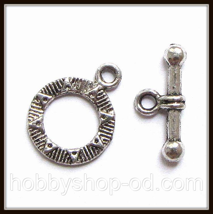 Замок тогл "круглий" срібло (1,9х1,4; h 1,9 см) 8 шт. в уп, фото 1