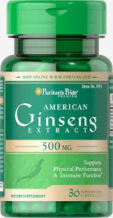 Корень Женьшеня Puritan's Pride American Ginseng Extract 500 mg 30 Capsules - фото 1 - id-p640786139