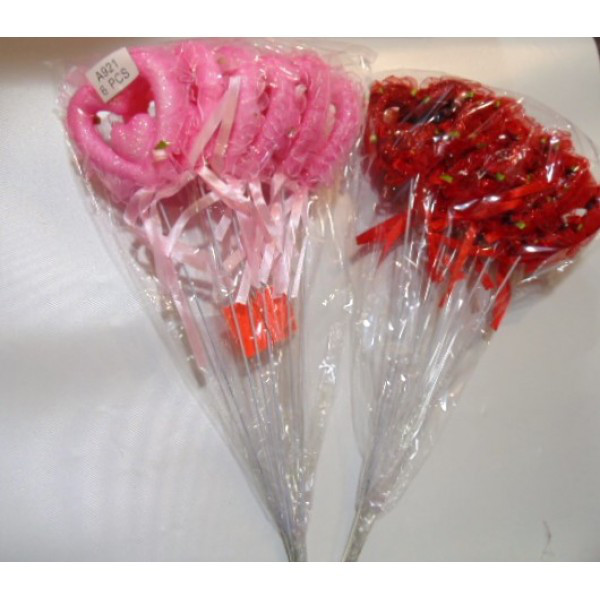 Набір Серце на паличці з трояндочками, 6 шт., фото 1