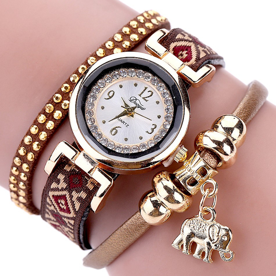 Жіночі годинники браслет з коричневим ремінцем, фото 1