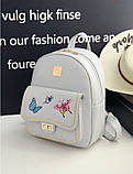 Рюкзак жіночий стильний з метеликами і заклепками 4 в 1 (сірий), фото 6