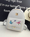 Рюкзак жіночий стильний з метеликами і заклепками 4 в 1 (сірий), фото 3