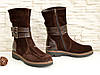 Замшеві черевики коричневі жіночі на товстій підошві, фото 2