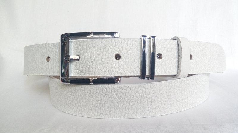 Стильний шкіряний ремінь 35 мм білий