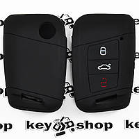 Чехол (черный, силиконовый) для смарт ключа Volkswagen (Фольксваген) 3 кнопки