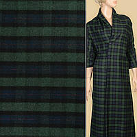 Фланель сорочкова зелена в чорно-синю клітку ш.145