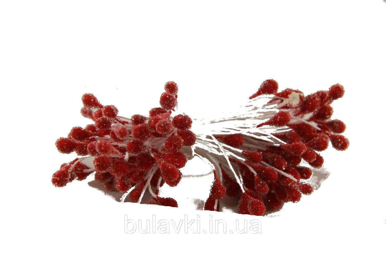 Квіткова тичинка з блискітками 0,3 см червоного кольору 1700шт, фото 1