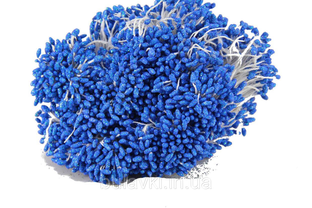 Квіткова тичинка з блискітками 0,3 см синього кольору 1700шт, фото 1