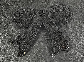 Нашивка бантик паєтки, колір чорний 80х70 мм