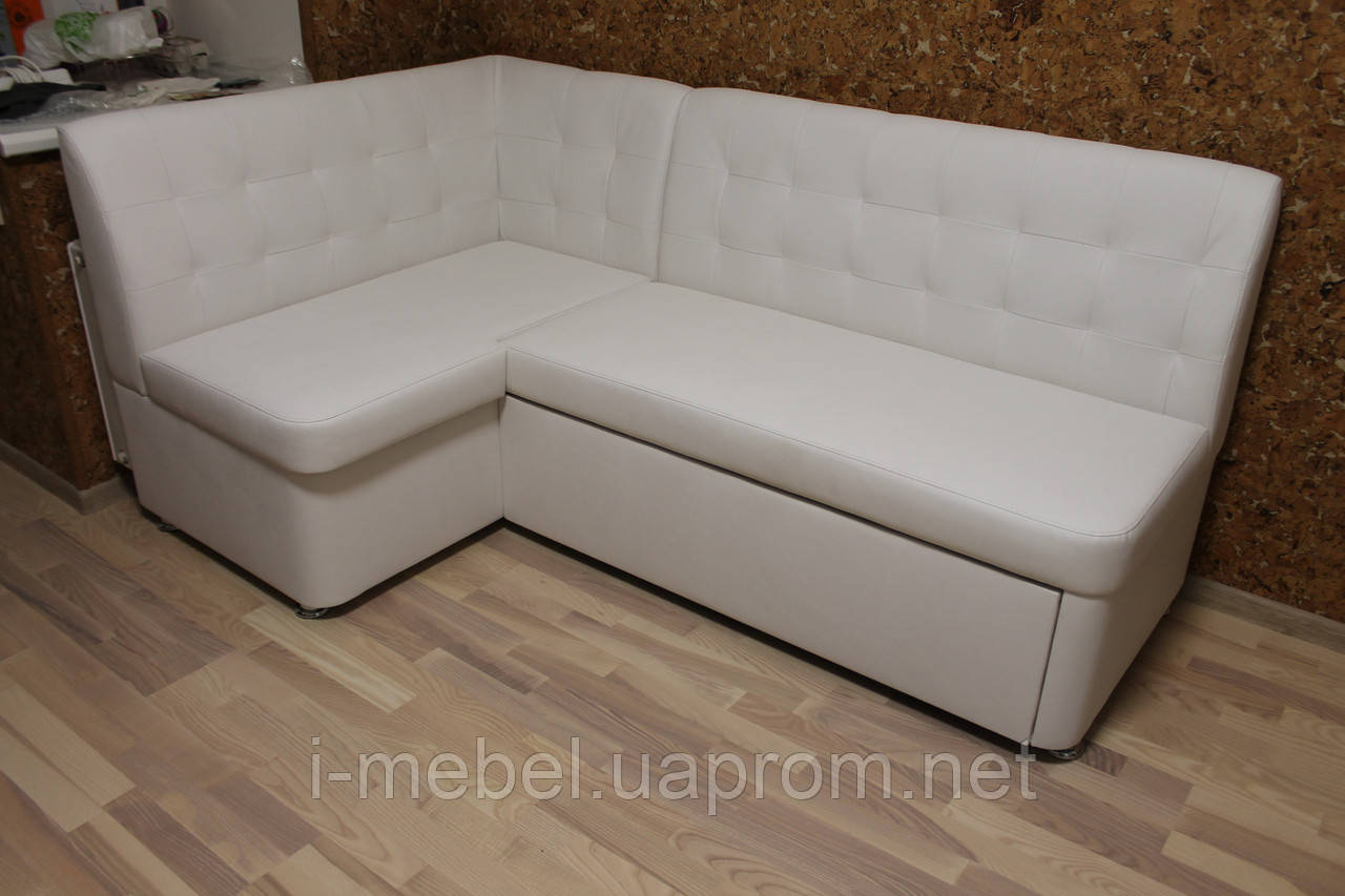 Білий кухонний кутовий диванчик зі спальним місцем