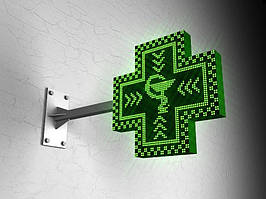 Аптечний LED Хрест односторонній, 640х640 мм (Локальна мережа: З модулем WiFi;  Датчик температури: Без