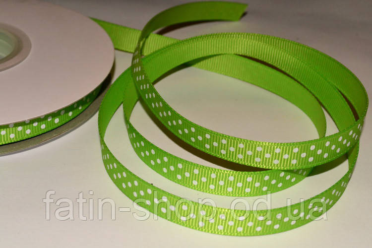 Репсова стрічка горошок з цв.Apple Green