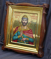 Кіот для ікони Святого Ігоря Чернігівського, фігурний, що відкривається, з позолоченою внутрішньою рамкою., фото 3