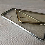 Прозорий силіконовий чохол з золотими камінням Swarovski для Iphone X/Xs, фото 3