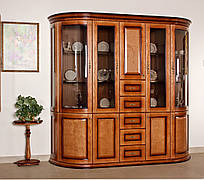 Вітрина (сервант) з дерева у вітальню в класичному стилі Елма 2-х радіусна колір на вибір, РКБ-Меблі